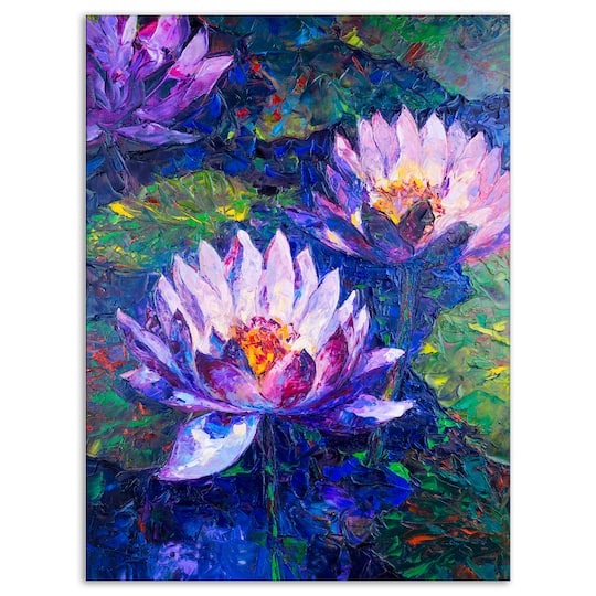 Designart - Blue Lotus Oil Painting
